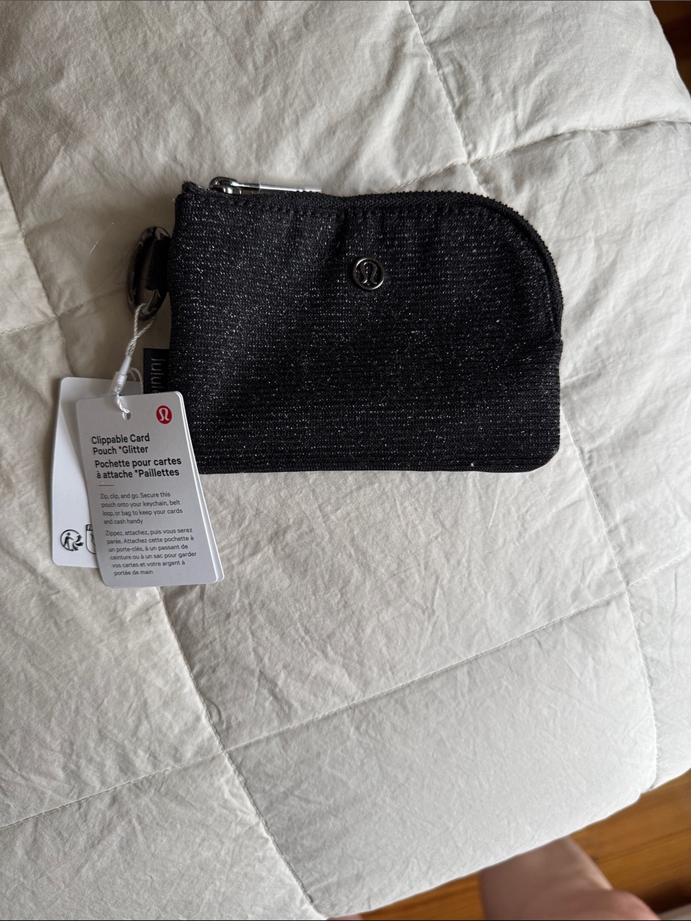 lululemon athletica Clippable Card Pouch in Black Glitter